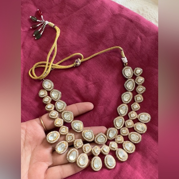 Brand new antique gold & beaded Indian Pakistani gold precious Kundan Necklace - Picture 4 of 7